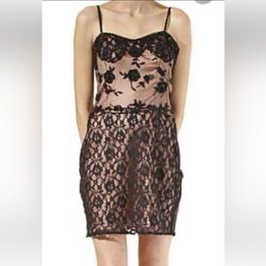 1971 REISS Charlize Embellished Cami Dress, adjustable straps beading lace US 4